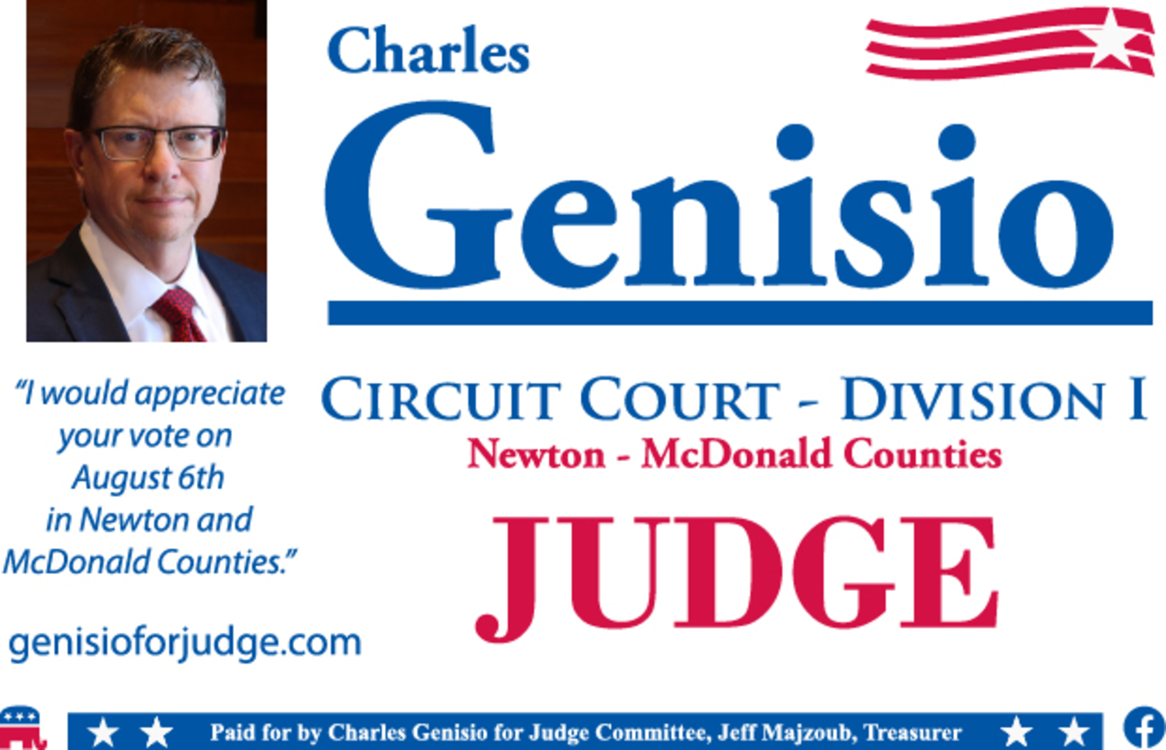 Charles Genisio for the 40th Judicial Circuit Court - Division 1 - Newton/McDonald Counties