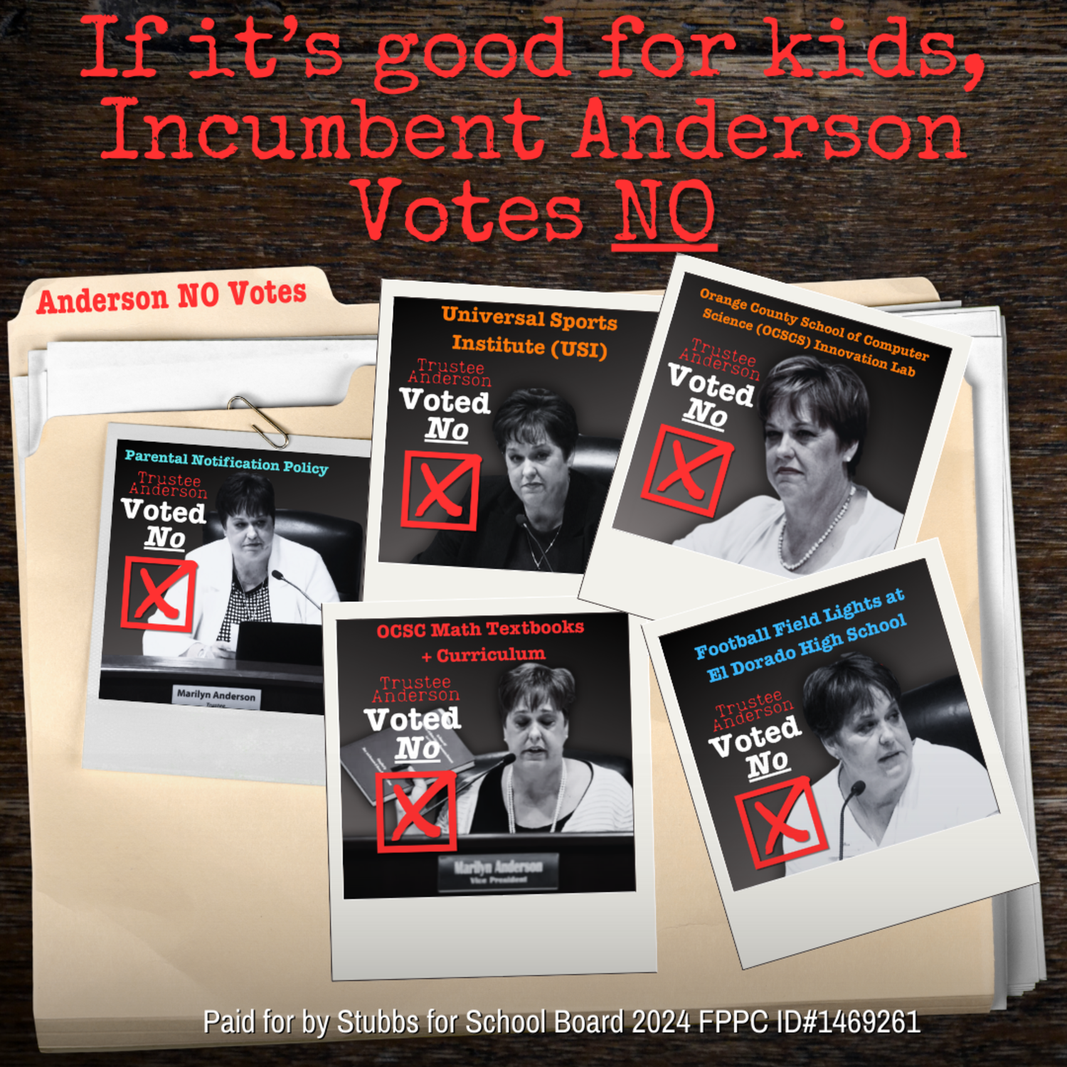 If it's good for kids, Anderson votes NO.