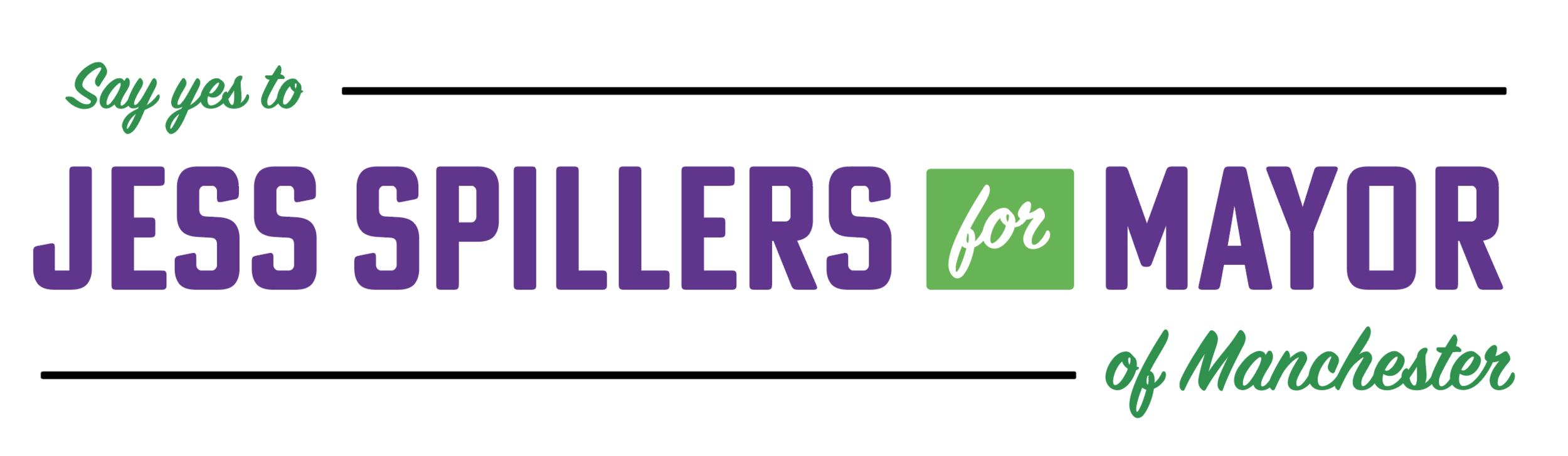 Logo that says, "say yes to Jess Spillers for mayor of Manchester"