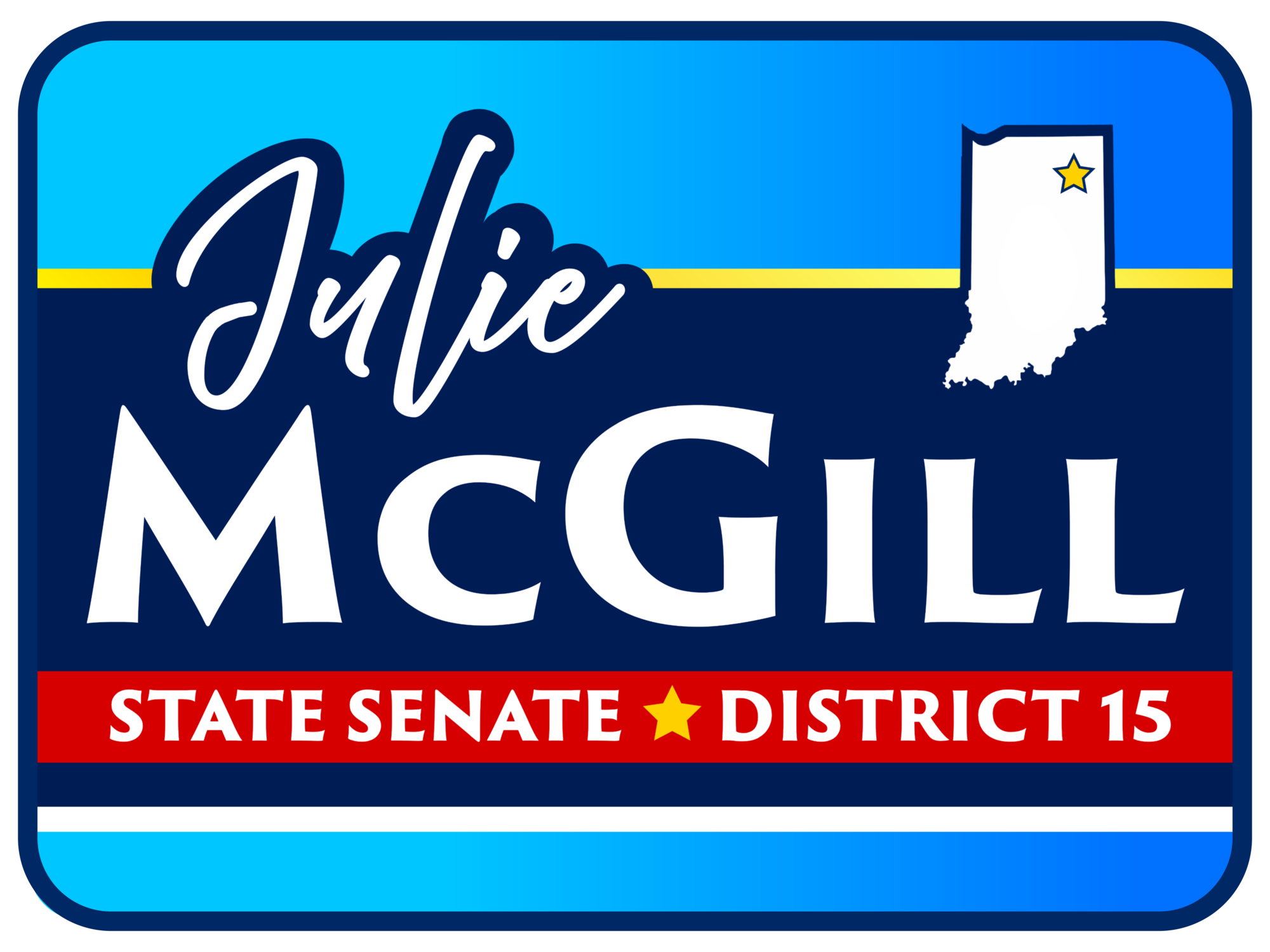 Julie McGill candidate logo, Indiana Senate District 15, For A Better Indiana.