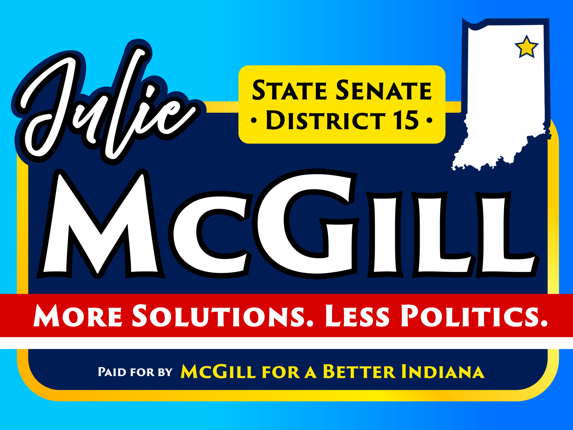 Julie McGill candidate logo, Indiana Senate District 15, For A Better Indiana.